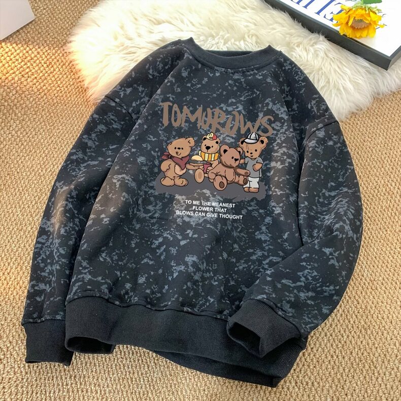复古字母卡通印花圆领长袖T恤女秋款设计感小众修身卫衣WE659,男装T恤,星座1116A（原606A-3）