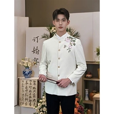 简约刺绣中山装百搭新款文艺流行气质日系时尚ins潮流慵懒JK8262，男装民族服装，星座516A