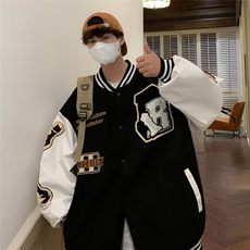 美式复古刺绣棒球服男女宽松bf慵懒风情侣oversize外套JK6221-p65，男装夹克，星座601-2