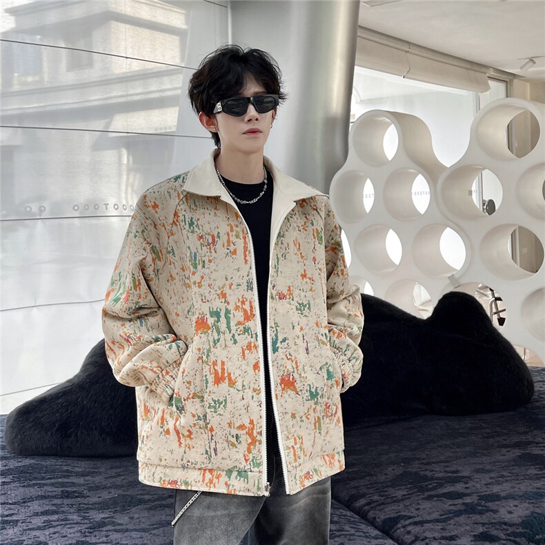 W370TP95复古美式港风双面穿夹克男女情侣宽松时尚2025新款外套,男装夹克,电商A170