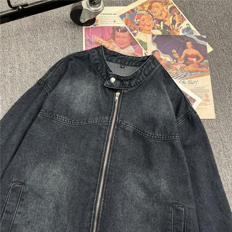 复古美式做旧小众牛仔夹克男女春季宽松潮流百搭情侣外套A050/P75,男装夹克,星座506B