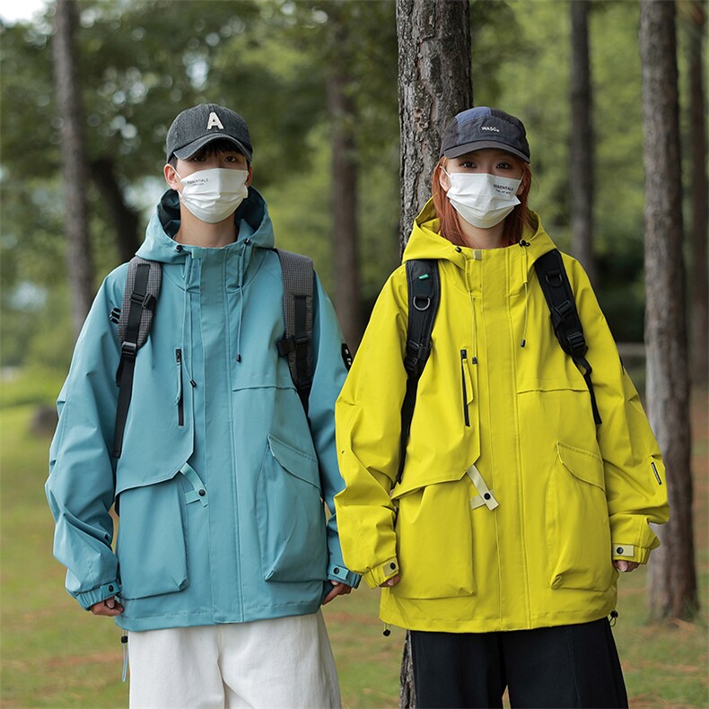 春秋户外冲锋衣男女同款防风防水连帽工装外套登山服夹克2481-P75图片