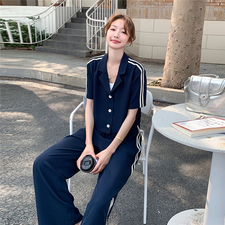 运动休闲套装女夏2025新款超火今年流行洋气时尚减龄阔腿裤两件套,女装套装/套裙,辉之琳