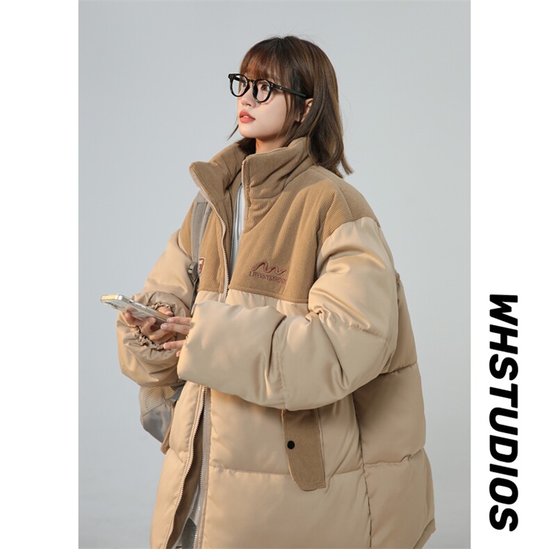 灯芯绒拼接刺绣棉服男女棉衣立领棉袄外套面包服 3357-P80 控108图片
