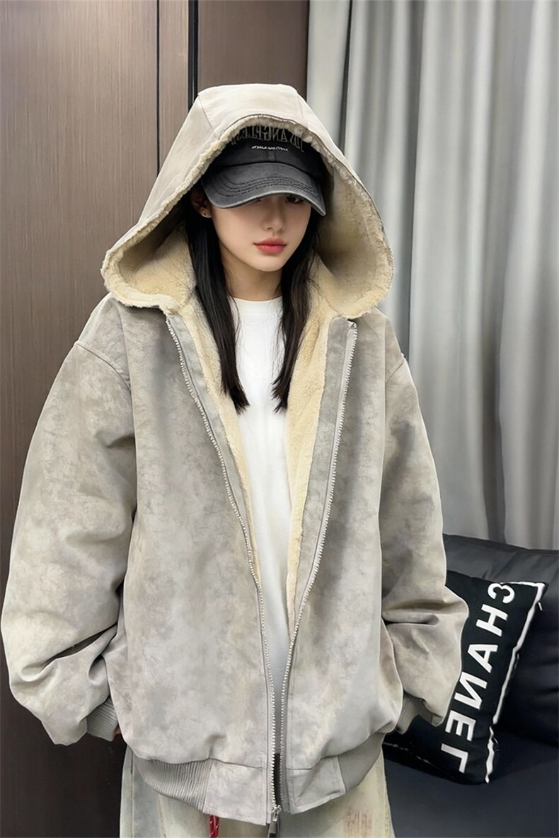 网红座山雕加绒加厚棉衣外套新款重磅情侣连帽夹克A436-2588-P90,男装夹克,电商A436