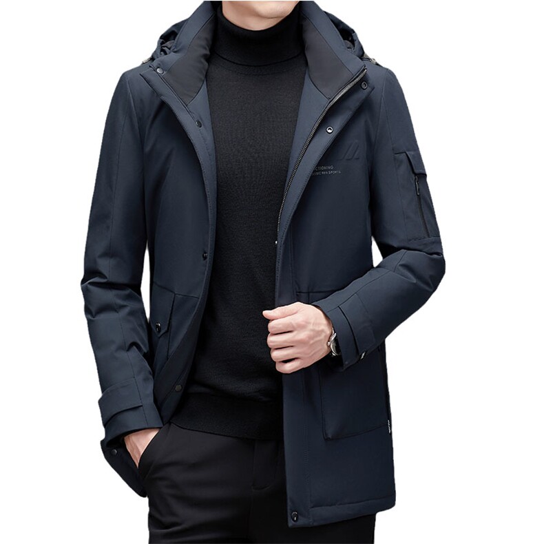 新款冬季白鸭绒羽绒服男中老年长款休闲羽绒外套MNSAY7032-P320,男装羽绒服,电商B212（原钱塘6029）