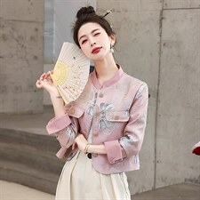 现货重工艺新款新中式春季刺绣提花设计感时尚气质减龄外套，女装短外套，韩美纤衣