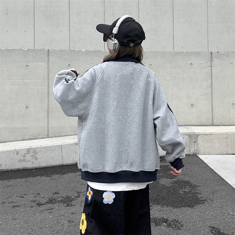 抖音得物高品质美式高街重磅结构设计拼接织带立领卫衣外套CM42,男装卫衣,电商A486