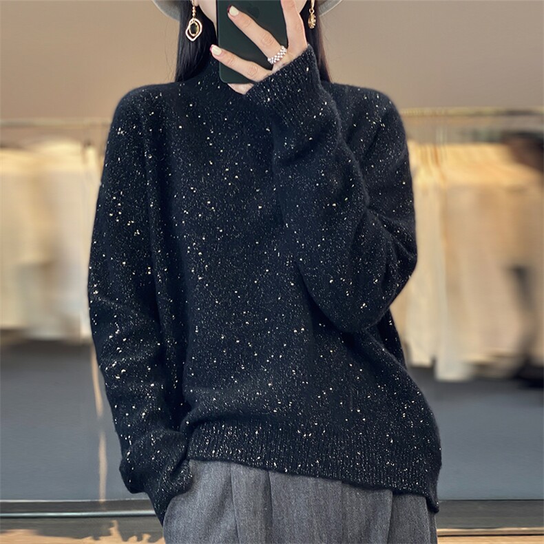 秋冬新款王菲同款豆子纱90%羊毛毛衫宽松显瘦百搭针织衫,女装羊毛衫,科源羊绒