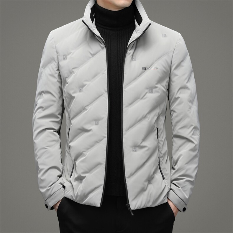羽绒服中青年男士潮流休闲纯色立领90%绒羽绒男装外套ZG2947-P205,男装羽绒服,电商B212（原钱塘6029）
