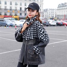 2021秋冬个性潮流休闲独特设计时尚长袖直筒口袋，女装短外套，秋水欣儿