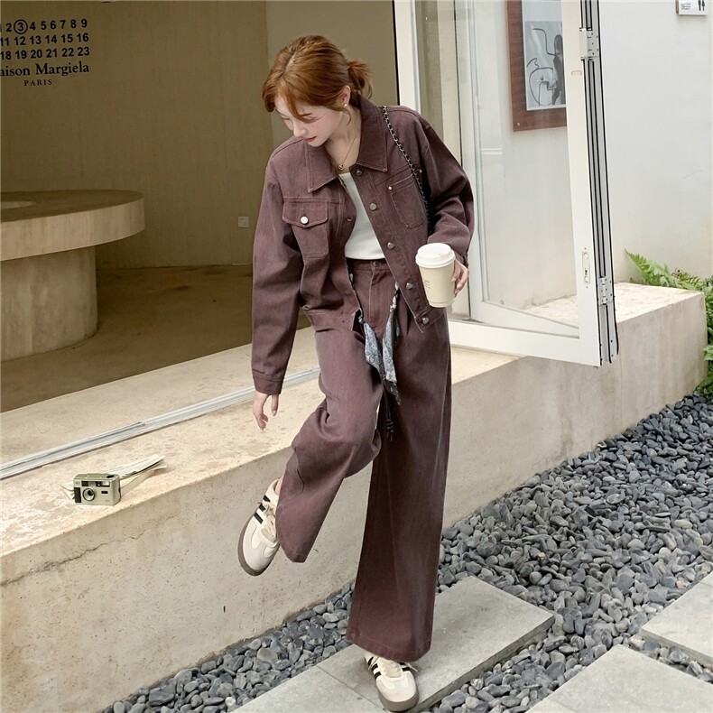 25秋【新品】韩系工装休闲水洗牛仔套装5517-P205-K299,女装套装/套裙,2C305