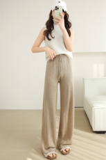 阔腿裤女显高韩版直筒长裤子春夏季外穿阔腿针织裤，女装休闲裤，飞艺羊绒