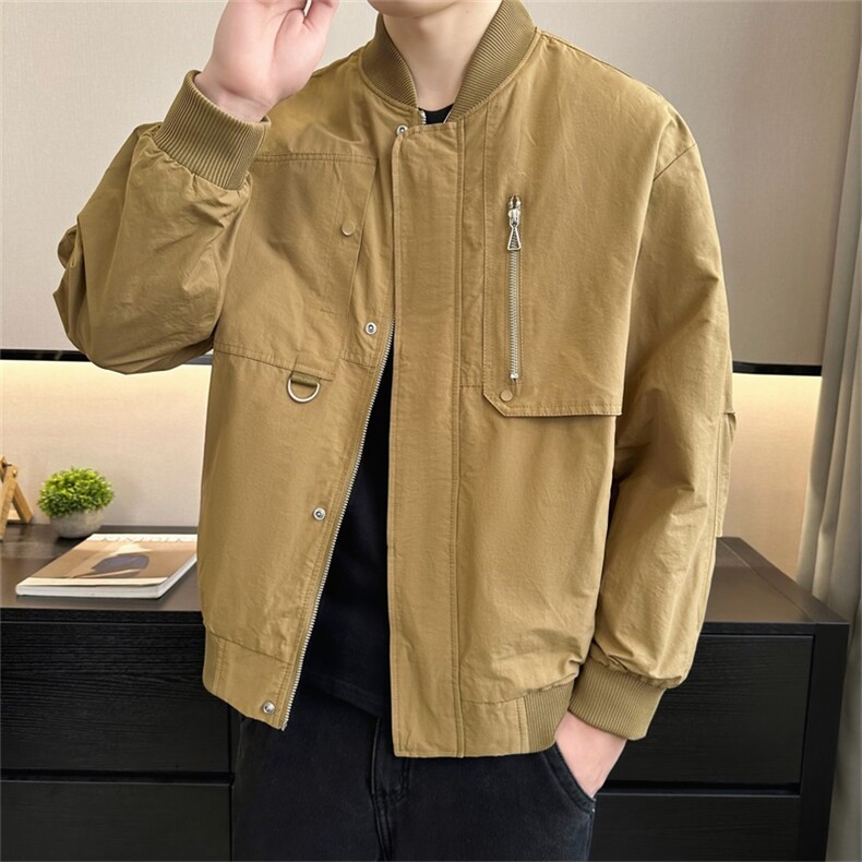 2025春装店主风新款棒球领休闲复古工装夹克外套男3325-P135,男装夹克,电商A413