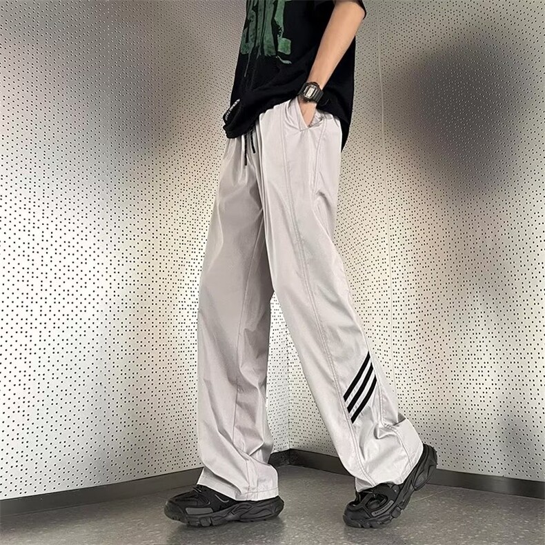 美式条纹裤子男女高街运动裤男夏季直筒宽松休闲长裤K083-P32,男装休闲裤,星座308B-1