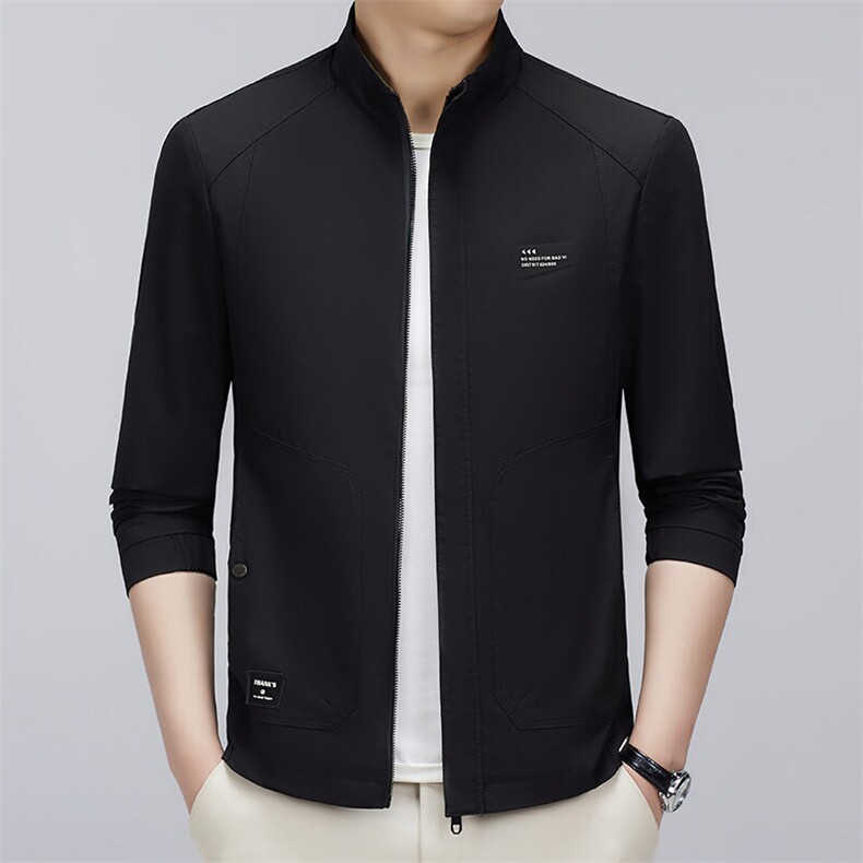 2025年大货主推男士中老年立领休闲夹克外套中年宽松休闲茄克衫，男装夹克，钱塘723