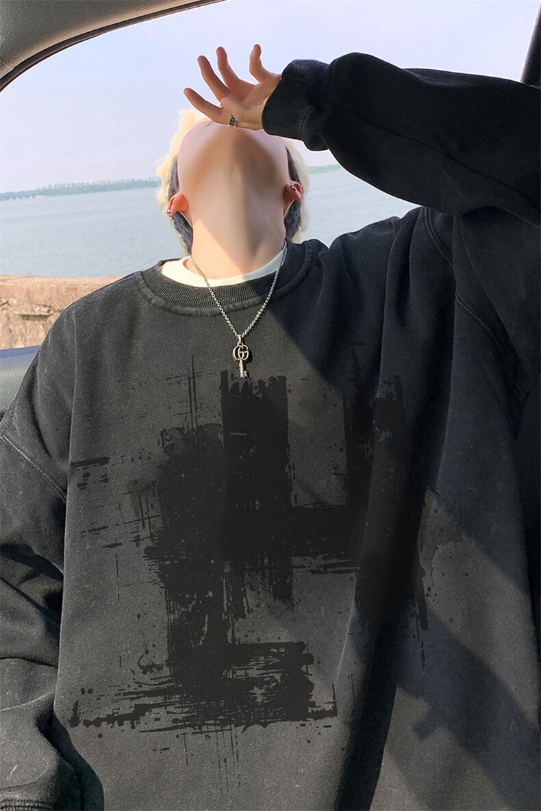 美式重磅水洗做旧圆领卫衣力推大码男XZ517A--3-ZH2706-P58,男装卫衣,星座517A-3