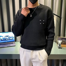 秋冬季慵懒风毛衣男针织衫修身休闲长袖男士内搭保暖打底M3474，男装T恤，星座1116A-2（原606A-1）