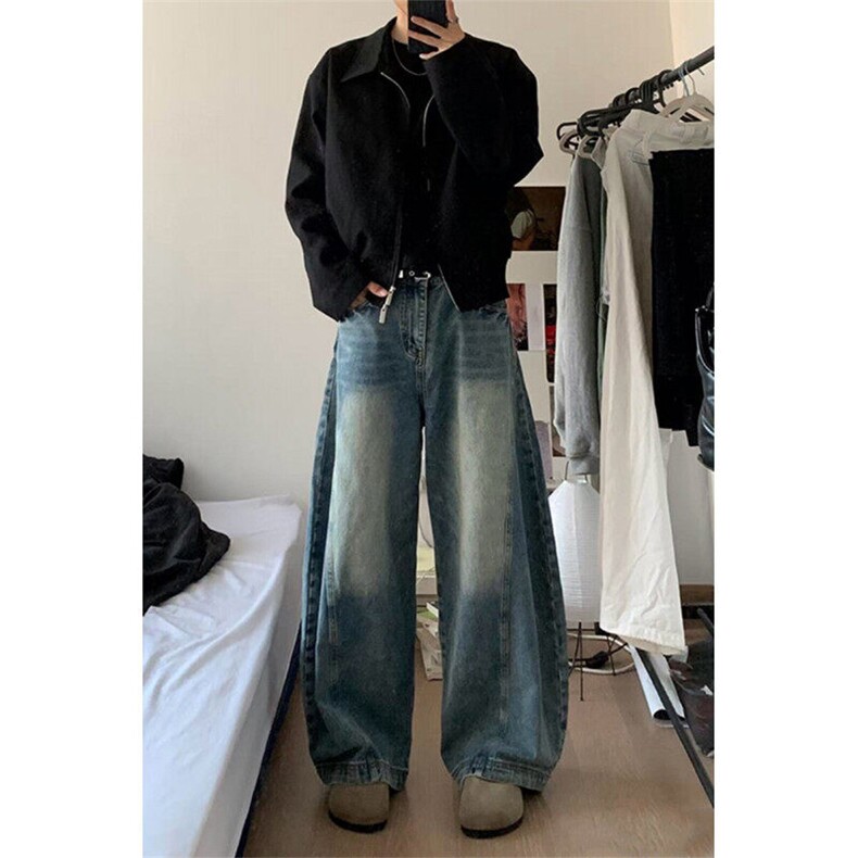 春季美式ins高街hiphop水洗弯刀牛仔裤货号K25128PP60图片
