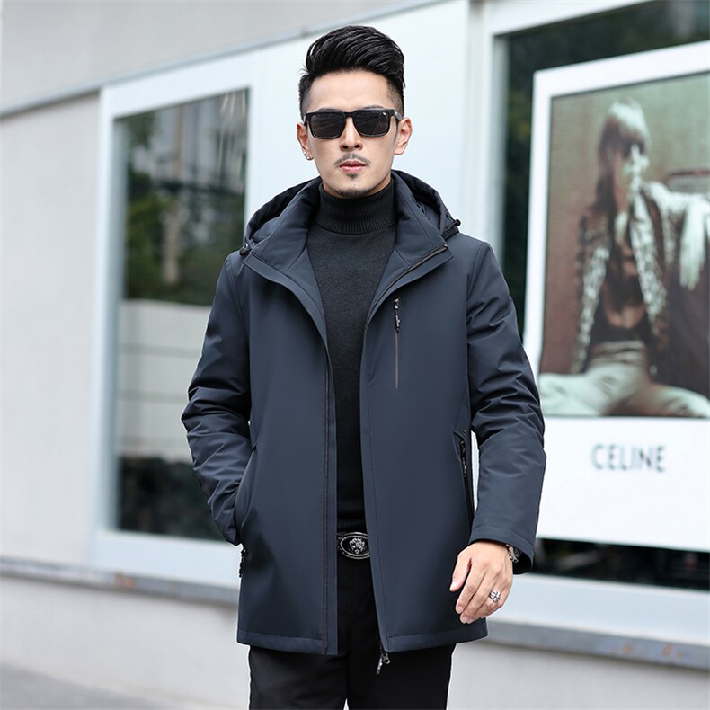 脱卸内胆帽子中年轻薄90绒羽绒服外套男冬款中老年羽绒服大衣图片