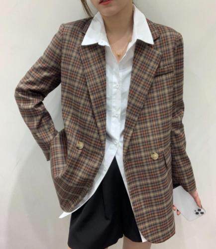 秋季格子小西装，女装西装，欧佩琳