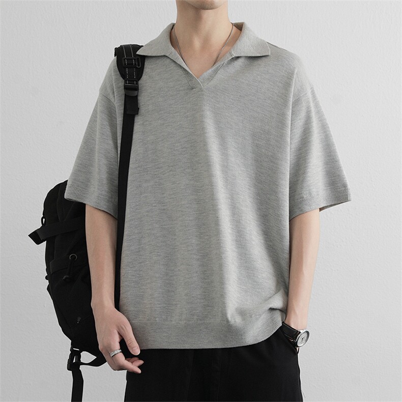 美潮亨利衫短袖t恤男翻领新款宽松polo衫男半袖打底衫上衣服,男装T恤,星座914