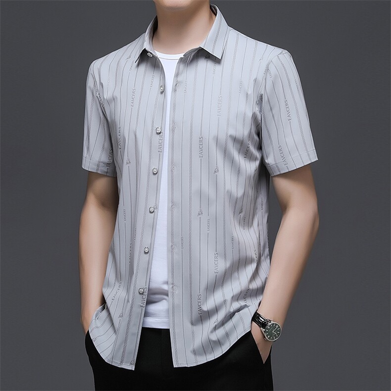 2023新款夏季男装上衣休闲短袖宽松衬衫男士衬衣潮流,男装衬衫,电商B212（原钱塘6029）