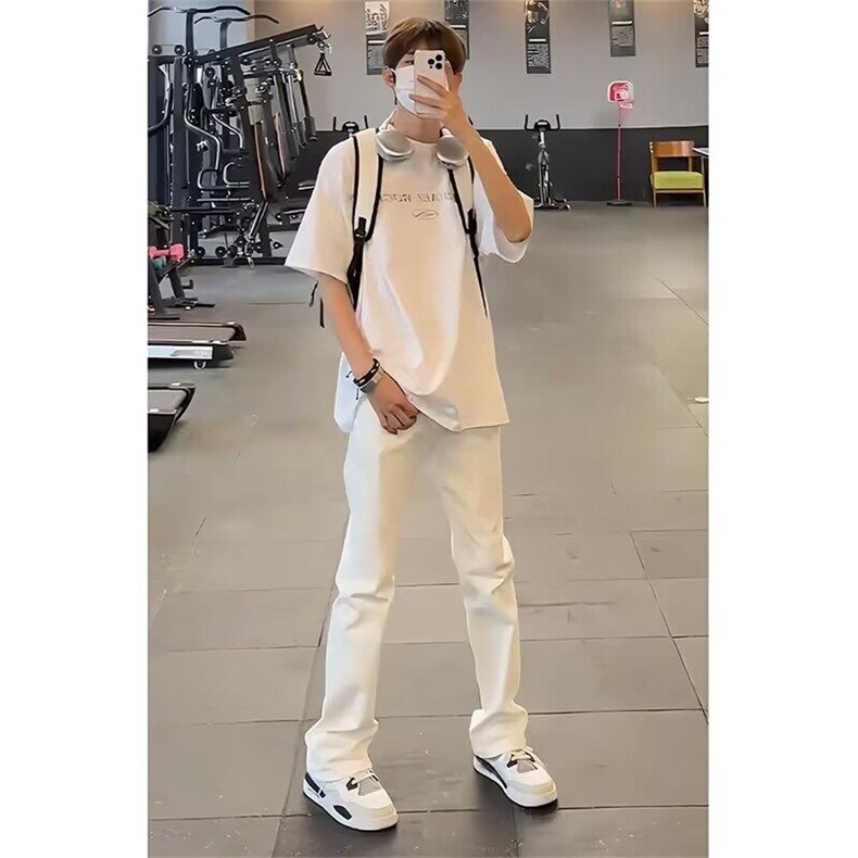 【有货】DK7055-P40春秋季新款2026男生直筒青少年微喇阔腿牛仔裤,男装牛仔裤,星座603-2