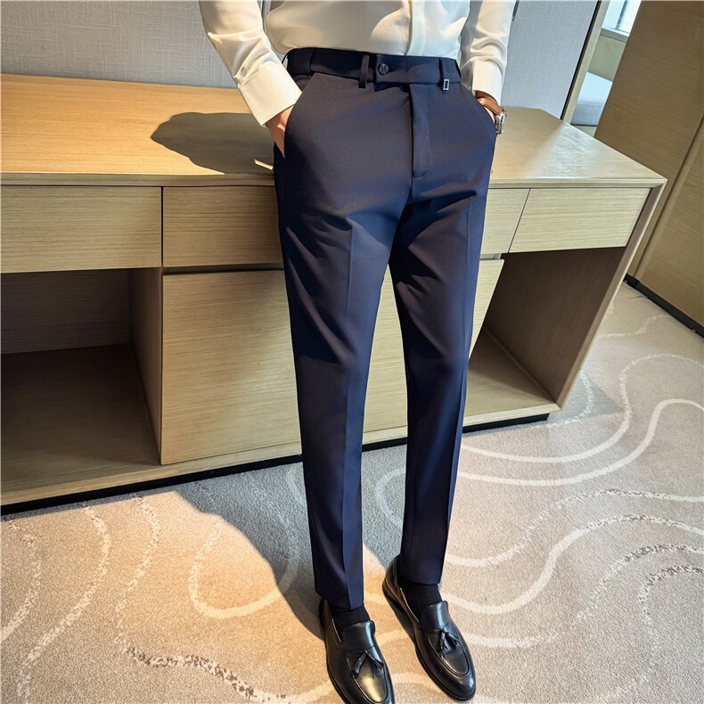 主推款~隐形松紧腰~内置防滑条~金属装饰~修身西装长裤XK7055-P73,男装西服套装,电商A213