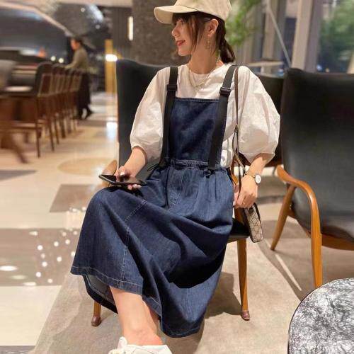 牛仔背带裤两件套，女装，欧诗尚