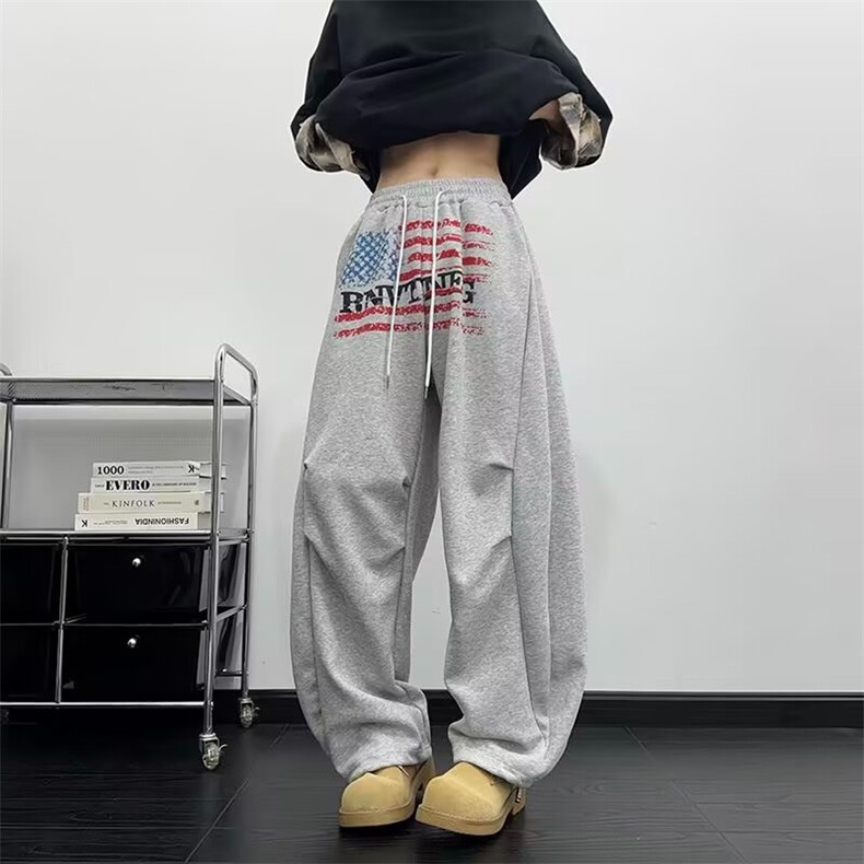 美式复古新款休闲裤男女款宽松高腰长裤情侣潮流XM47-P52,男装休闲裤,星座208-5