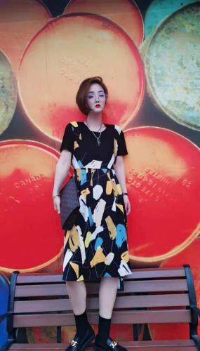 夏季新品拼接连衣裙，女装连衣裙，芷箐伊苑