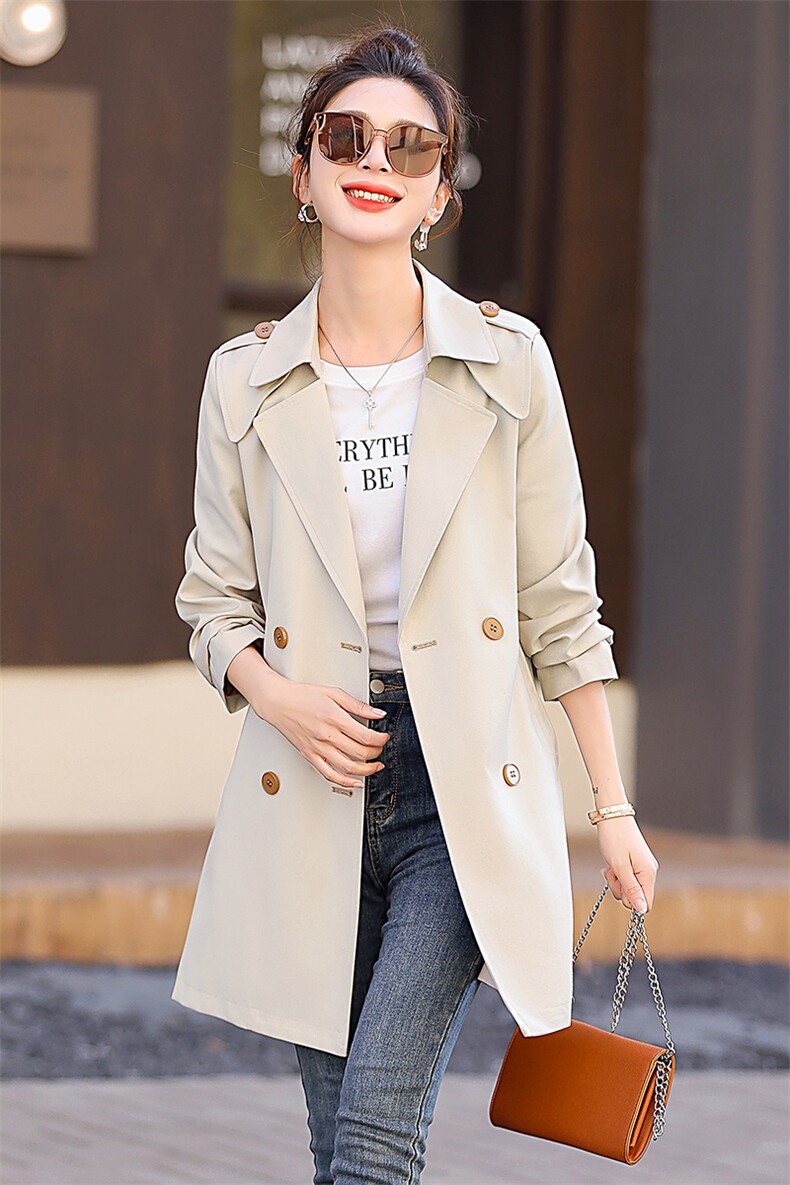 中长款风衣外套女2025春季新款小个子英伦风韩版高级感外套,女装风衣,姿衣坊