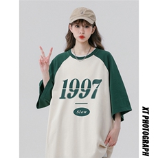 中性风23新款夏季时尚百搭宽松圆领纯棉印花短袖T恤DT457P40控58，男装T恤，A247A