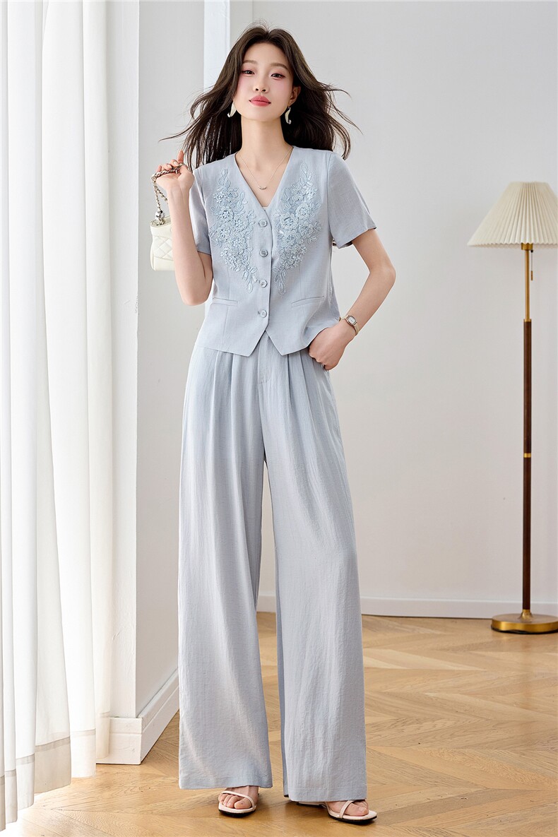 2026夏装新款重工艺刺绣钉珠两件套女套装女,女装套装/套裙,贵人树