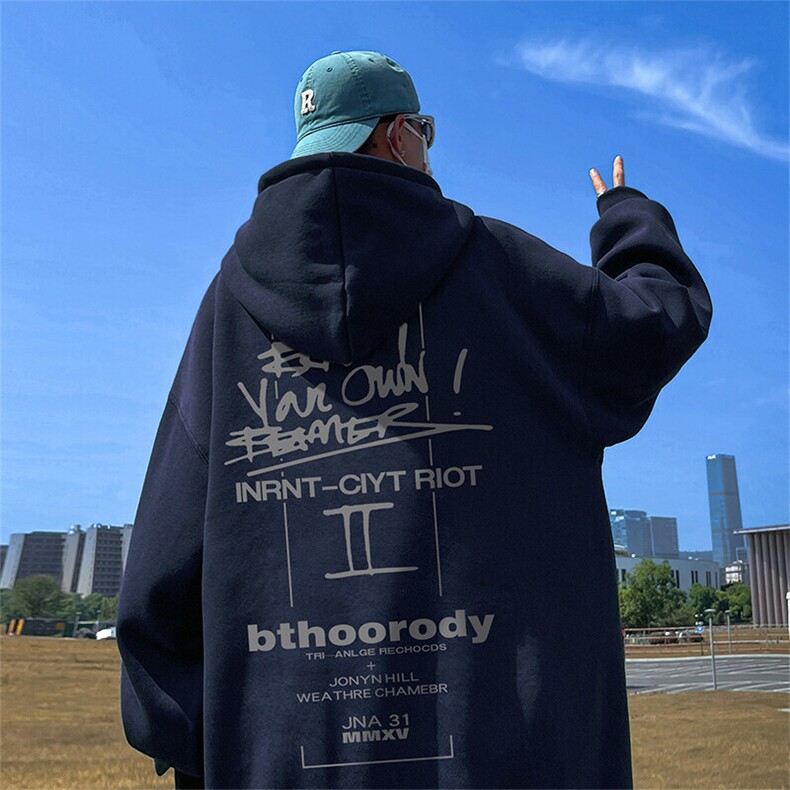 抖音得物供货可提供视频春装重磅美式宽松连帽卫衣DL2400,男装卫衣,电商A486-1