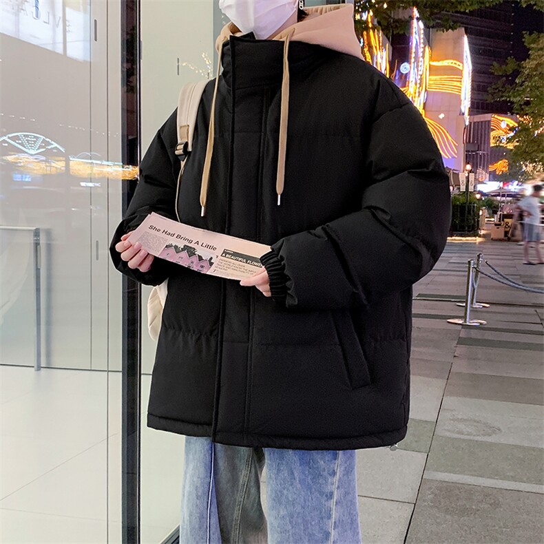 冬季青少年连帽假两件外套加绒加厚休闲简约棉衣棉服5303-P85,男装棉衣,电商B306