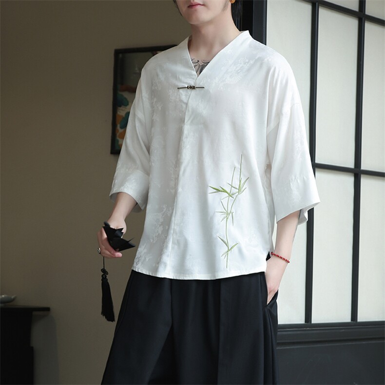 新中式提花风潮T恤短袖上衣刺绣汉服时尚唐装T2403-P55,男装T恤,电商A227