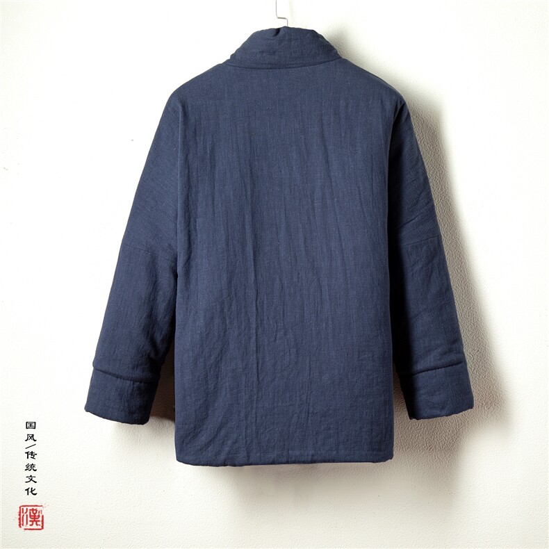 冬装新款风男装棉麻男士斜襟改良晋制新中式汉服棉衣HM17P170,男装棉衣,钱塘802
