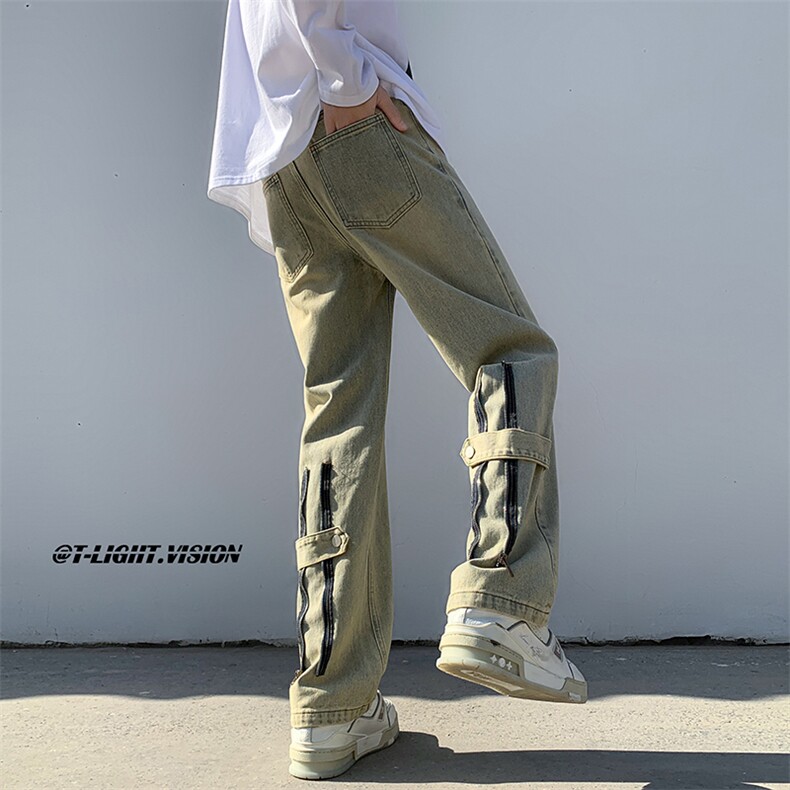 B221 美式ins高街小众拉链直筒牛仔裤 LK23028-P60 控78图片