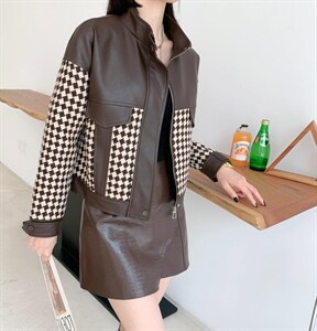 粗纺拼接时尚外套,其它,他她迷