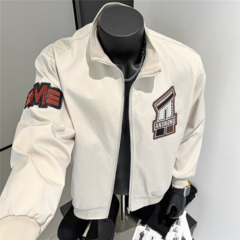 2025秋美式潮牌棒球领飞行夹克男士宽松休闲运动服外套W6696-P60,男装夹克,星座412-1