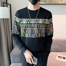 欧美风男潮牌针织衫秋季男款长袖羊毛衫花纹提花男毛衣M845，男装针织衫/毛衣，星座1116A-2（原606A-1）