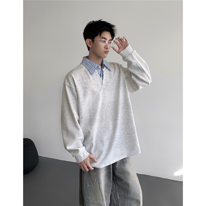 深度库存WY5506-P48控68加绒P58控78假两件衬衫领休闲长袖卫衣,男装衬衫,电商D232