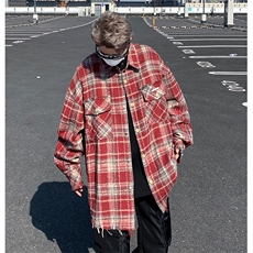 2024新款高级感千鸟格衣服外套春季潮牌格子工装夹克男W8089-P55，男装衬衫，星座512-4