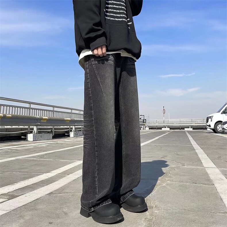 小众做旧直筒牛仔裤男宽松复古ins百搭情侣休闲阔腿长裤91006-p48,男装牛仔裤,星座1008