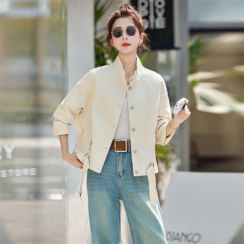 拼接撞色短外套女2026新款,女装短外套,秀美人生