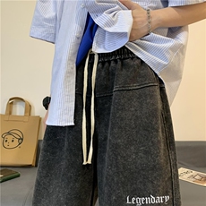 重磅纯棉水洗哥特字母印花短裤XZ604-DK104-P45控58，男装牛仔裤，星座604