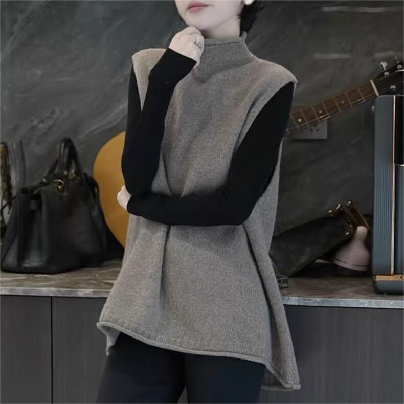 2025年秋季时尚百搭通勤简约休闲半高马甲，女装马甲，美雪羊绒