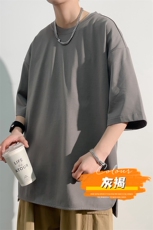 港风冰感短袖T恤宽松百搭纯色设计感圆领短袖TC3163-P25，男装T恤，星座717